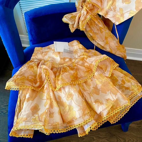 DearJose Yellow Havana Ruffle Floral Mini Skirt - Picture 4 of 5